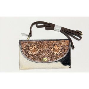 American Darling SVK961 Tooled Leather Cowhide Envelope Crossbody Western Purse